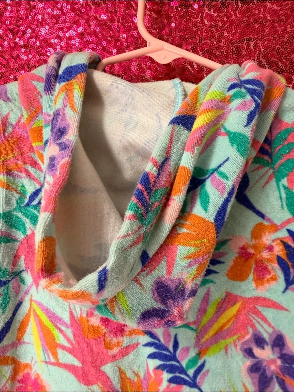 Kids Lands' End Mint Floral bathing suit cover